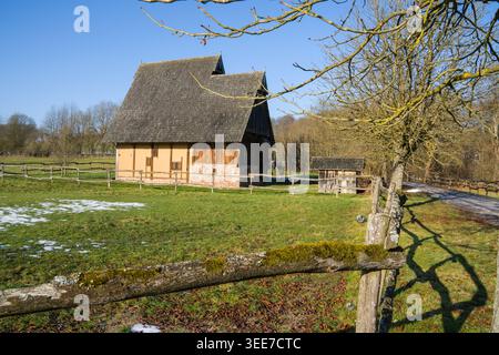 La maison médiévale reconstruite, 13ème siècle, Nienover, Bodenfelde, basse-Saxe, Allemagne Banque D'Images