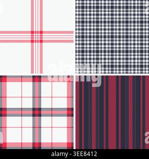 Collection plaid idéale pour les blocs-notes. Les motifs tartan rehaussent les matériaux d'écriture de tous les jours. Les vecteurs transparents se répètent uniformément. Illustration de Vecteur