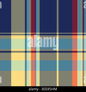 Textile de texture de fond Daisy, tissu de tartan à carreaux de sol. Motif vectoriel plaid de surface sans couture dans la palette de couleurs pastel et cyan. Illustration de Vecteur
