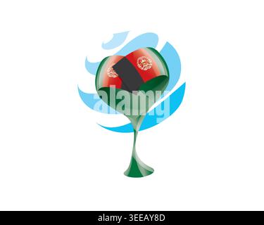 Emblème floral du drapeau afghan en forme de cœur Illustration de Vecteur