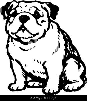 Dessin au trait vectoriel anglais bouledogue dessiné à la main Illustration de Vecteur