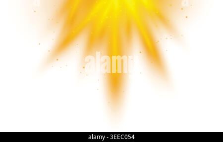 Golden Sunbeam Spotlight avec particules de poussière en suspension dans l'air transparent Light Effect Overlay PNG Illustration de Vecteur