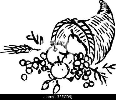 Illustration vectorielle de cornucopia dessinée à la main Illustration de Vecteur
