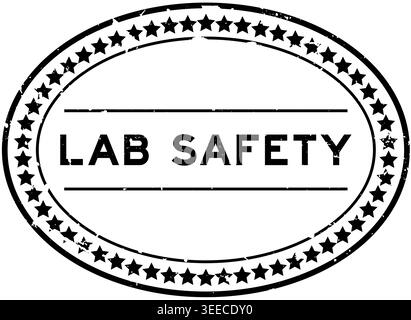 Grunge noir mot de sécurité de laboratoire ovale tampon de joint en caoutchouc sur fond blanc Illustration de Vecteur
