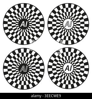 Symboles de technologie AI avec vecteur tunnel en spirale. Parfait pour la marque de réseau neuronal et la conception futuriste d'interface numérique. SPE 10. Illustration de Vecteur