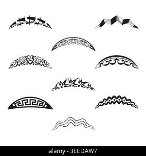 Une collection Vector élégante de bordures décoratives d'arcs comprend des motifs abstraits, géométriques et ornementaux. SPE 10. Illustration de Vecteur