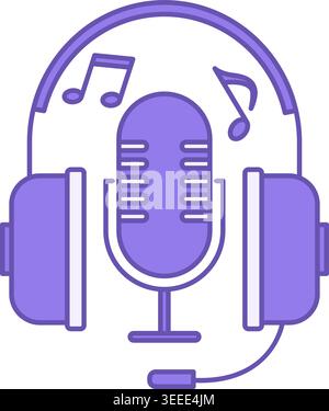 Icône musique colorée. Illustration vectorielle. Casque, microphone et Notes musicales. Mélodie et sons Illustration de Vecteur