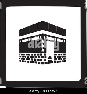Kaaba icône noir et blanc Illustration de Vecteur