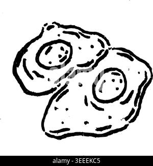 Illustration vectorielle dessinée à la main deux œufs frits Illustration de Vecteur