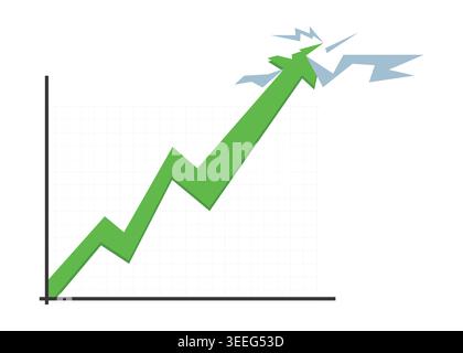 Illustration vectorielle plate d'un graphique de croissance d'entreprise en hausse avec flèche vers le haut symbolisant le succès financier, l'analyse, l'investissement et le progrès du marché Illustration de Vecteur