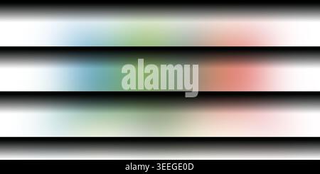 Un fond abstrait vibrant avec des bandes blanches horizontales avec des dégradés doux et diffus de couleur arc-en-ciel et des ombres sombres. Banque D'Images