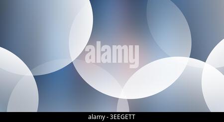 Un fond abstrait sophistiqué avec un dégradé bleu profond et des cercles blancs semi-transparents superposés, parfait pour les présentations professionnelles. Banque D'Images