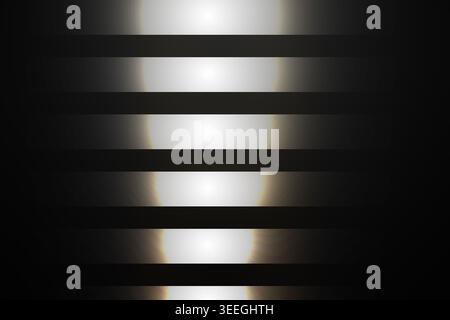 Un fond abstrait avec des rayures sombres horizontales superposées sur une lumière verticale centrale brillante, créant une effec moderne et minimaliste Banque D'Images