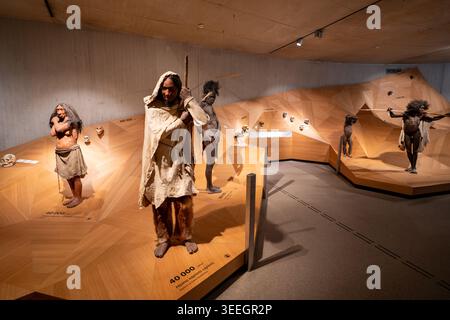 Exposition chronologique de l'évolution humaine au Neanderthal Museum Banque D'Images