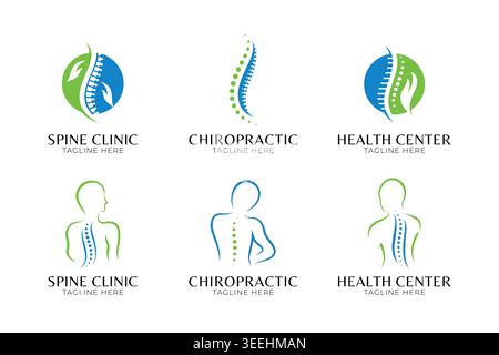 Jeu de logos de soins chiropratiques de la colonne vertébrale et de santé médicale Illustration de Vecteur