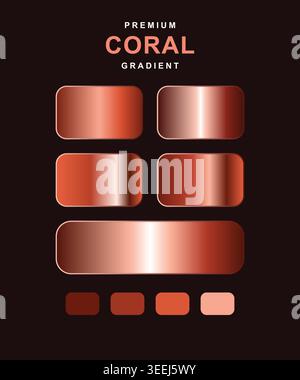 Nuances de couleurs professionnelles avec dégradés de corail et d'or rose. Idéal pour les graphistes qui créent des identités de marque, des publications sur les réseaux sociaux et nous Illustration de Vecteur