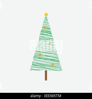Illustration de célébration de vacances décorée à plat d'arbre de Noël Illustration de Vecteur