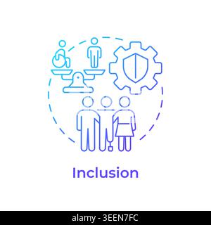Icône de concept de dégradé bleu d'inclusion Illustration de Vecteur
