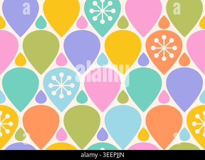 Vector vintage modèle sans couture pour Noël ou anniversaire. Motif rétro drôle pour les vacances avec des flocons de neige Illustration de Vecteur