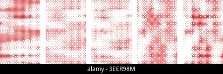 Collection d'affiches d'amour abstrait rouge et blanc avec des éléments de conception graphique de motif de grille de pixels demi-teinte abstrait, amour, affiche, rouge, blanc, demi-teinte, p Illustration de Vecteur