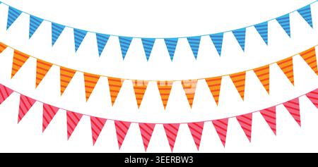 Ensemble de bannières colorées représentant des fanions à cordes arc-en-ciel pour une décoration joyeuse de fête, de carnaval et de festival Illustration de Vecteur