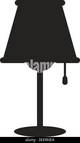 Silhouette de lampe de table noire sur fond blanc dans un style vectoriel minimaliste Illustration de Vecteur