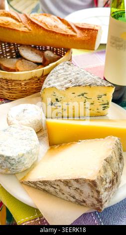 Assiette à dessert avec un délicieux assortiment de fromages français Banque D'Images