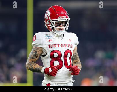 26 décembre 2024 Phoenix, AZ. Chris Dremel (80), receveur de Rutgers Scarlet Knights Wide, s'alignant pour la prochaine pièce. Les Wildcats de l'État du Kansas battent les Rutgers Scarlet Knights 44-41 à Chase Field, à Phoenix Arizona, le 26 décembre 2024. (Photographe complet, et crédit d'entreprise requis : Steve Chadwick / MarinMedia.org) Banque D'Images