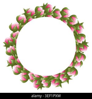 Couronne ronde avec bourgeons de pivoine Illustration de Vecteur