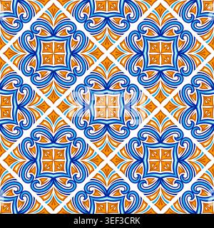 Ancien motif de carreaux de céramique. Texture du mur ou du sol. Décoration décorative en pierre antique. Illustration de Vecteur