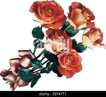 Arrangement de fleurs de rose orange isolé sur fond blanc Banque D'Images