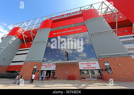 Tribune Sir Alex Ferguson à Old Trafford, Manchester United Football Club, Manchester, Angleterre, Royaume-Uni. Banque D'Images