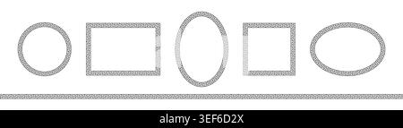 Motif grec. Cadre ovale romain. Contour grèce frontière sans couture isolé sur fond blanc. Carrefour rond. Ornement circulaire ancien. Fret Illustration de Vecteur