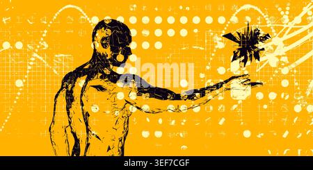 Concept Digital Human face et ai Neural Network Banque D'Images