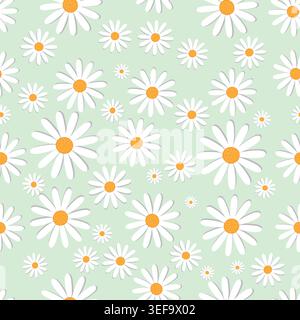 Bloom Pattern avec de jolies petites fleurs simples, petite texture sans couture de liberté florale sur fond vert clair. Printemps, été flux de fleurs romantiques Illustration de Vecteur