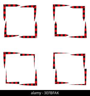 Icône cadres carrés. Mise en page de bordure rouge. Jeu de symboles de grille. Illustration vectorielle. SPE 10. Illustration de Vecteur