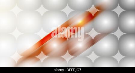 Un fond abstrait moderne composé d'une grille de carrés arrondis et de formes d'étoiles, mis en évidence par un faisceau lumineux orange et blanc en diagonale. Banque D'Images