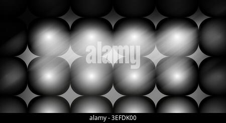 Un fond sombre et abstrait avec une grille de sphères arrondies lumineuses avec un espace négatif en forme d'étoile, créant une esthétique moderne et futuriste. Banque D'Images