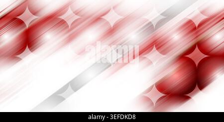 Un fond numérique abstrait avec un motif de sphères rouges et des découpes en forme d'étoile avec des stries lumineuses diagonales et un effet luisant doux. Banque D'Images