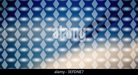 Un fond abstrait avec un motif de losanges répété dans les tons de bleu avec des effets de lumière brillants et une finition douce et texturée. Banque D'Images
