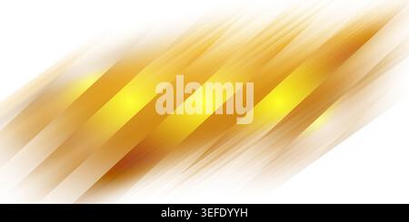 Fond abstrait avec des lignes dorées diagonales élégantes avec des effets de lumière douce et éclatante, isolé sur un fond blanc propre. Banque D'Images