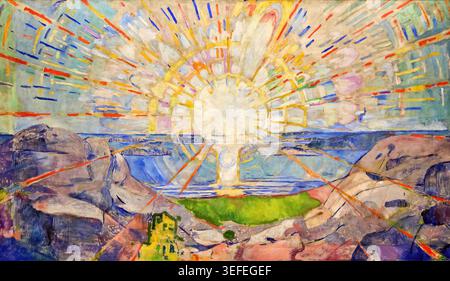 Edvard Munch – le Soleil (Solen), 1911 Illustration de Vecteur