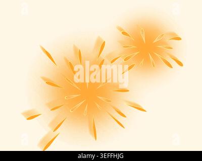 Illustration abstraite présentant deux formes symétriques ressemblant à des étoiles rendues dans des tons oranges chauds sur un fond beige clair. Chaque forme s'inverse Banque D'Images
