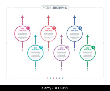 Conception infographique vectorielle avec des icônes. Diagramme de processus, organigramme, graphique d'info, infographies pour concept d'entreprise, bannière de présentations, disposition de flux de travail Illustration de Vecteur