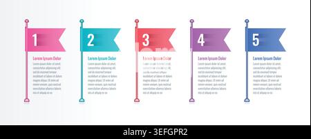 Conception infographique vectorielle avec des icônes. Diagramme de processus, organigramme, graphique d'info, infographies pour concept d'entreprise, bannière de présentations, disposition de flux de travail Illustration de Vecteur