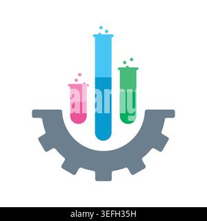 concept de demi-roue et de tubes à essai. roue vectorielle et tubes à essai colorés. Illustration de Vecteur