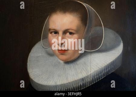 Peinture 'femme dans un volant' par Michiel Jansz. Van Mierevelt au Château de Chenonceau Banque D'Images