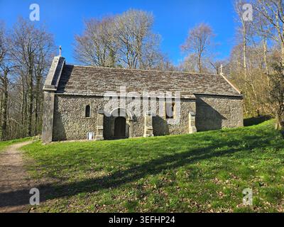 Chapelle Sainte-Catherine, une chapelle de pèlerinage normande datant d'environ 1190, située dans une forêt au-dessus de Milton Abbas, Dorset, Angleterre, Royaume-Uni Banque D'Images