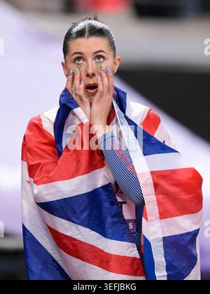Amy Hunt, de Grande-Bretagne et de ni, célèbre sa médaille d’argent après avoir participé au 200m féminin et terminé deuxième dans un temps de 22,14 au World Athle Banque D'Images