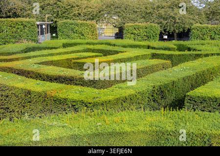 Château de Leeds, près de Maidstone, Kent, Royaume-Uni. Le labyrinthe avec une grotte souterraine accessible depuis le centre. Banque D'Images